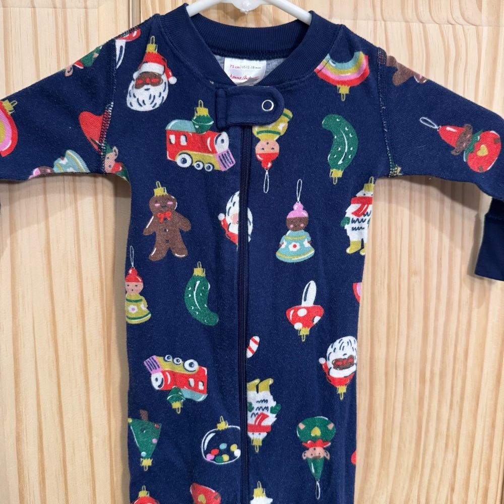 Hanna Andersson Holiday Ornament Organic Cotton Sleeper Navy Blue‎ 12-18 Months